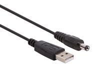 USB 2.0 A MALE TO DC 2.1 x 5.5 mm MALE POWER CABLE - BLACK - 1 m