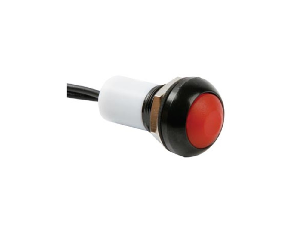 1395 R/rw R1395R: RONDE METALEN DRUKSCHAKELAAR MET ROOD KAPJE - 1P SPST OFF-(ON ...