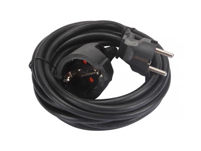 Extension cable, H05VV-F 3G1.5, 3 m, 16 A/230 V, 3500 W, type E/F, Schuko, for indoor use, PVC, black