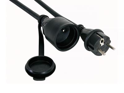5m Extension cord H05RR-F 3G2.5 16 A 230 V 3680 W rubber black IP44 Schuko type E/F grounded outdoor flexible garden workshop power tools