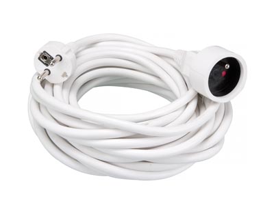 Przedłużacz, H05VV-F 3G1.5, 10 m, 16 A/230 V, 3500 W, typ E/F, do użytku wewnętrznego, PVC, biały