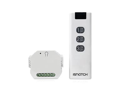Smart WiFi lighting module with remote control, app-based lighting control for home automation, fits DIN rail or wall box 503, 10A max current, works without additional hub