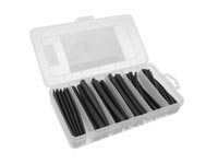 Heat shrink tubing, set pack 85 pieces, for safe electrical insulation waterproof cable protection 2:1, corrosion-resistant, flame-retardant, different sizes, black with glue 10 cm, in storage box