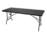 Table, folding, weather-resistant, handle, wood pattern, maximum 100 kg, black