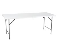 Table, folding, weather-resistant, handle, maximum 100 kg, white