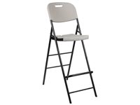 Bar stool, back rest, foot rest, high, folding, weather-resistant, maximum 200 kg, white