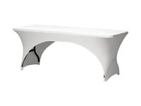 Cover for table, white, rectangular, arched, 180 cm x 75 cm x 74 cm