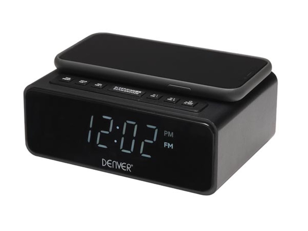 CRQ-105 FM CLOCK RADIO WITH QI CHARGING