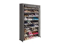 Shoe cabinet for 50 pairs of shoes, equipped with convenient hook-and-loop fastener and zip closure for optimal protection against dust and dirt, made of polypropylene, metal tubes 13 mm, dimensions 91 x 24 x 140 cm
