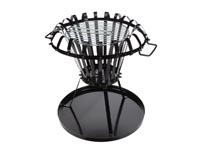 Fire basket, with chromed grill, ash plate, round, 53.5 x Ø 50 cm, coated metal, black