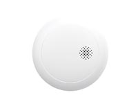 Smart WiFi smoke detector battery operated, sends alerts to smartphone via app, photoelectric sensing technology, wireless ceiling mount, works with 2x AA batteries, for home safety use