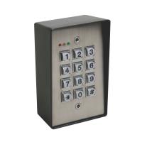 Code keyboard, with illuminated metal keys, weather-resistant, double relay outputs, vandal-proof design, suitable for outdoor use, fit for installation in wall or post, anthracite color