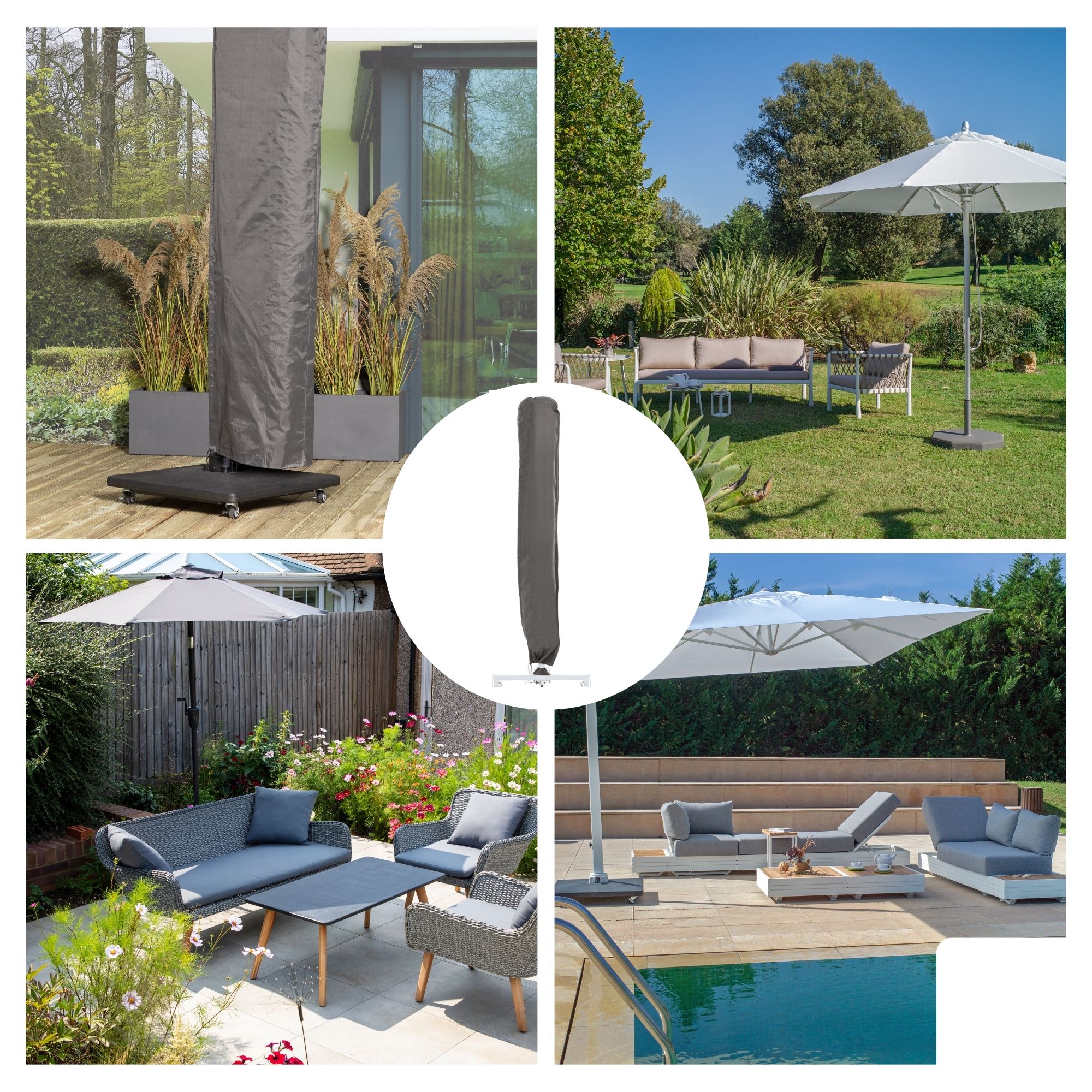 Parasol Cache Perel OCP-XL: Beschermhoes voor parasol en zweefparasol XL, parasol ...