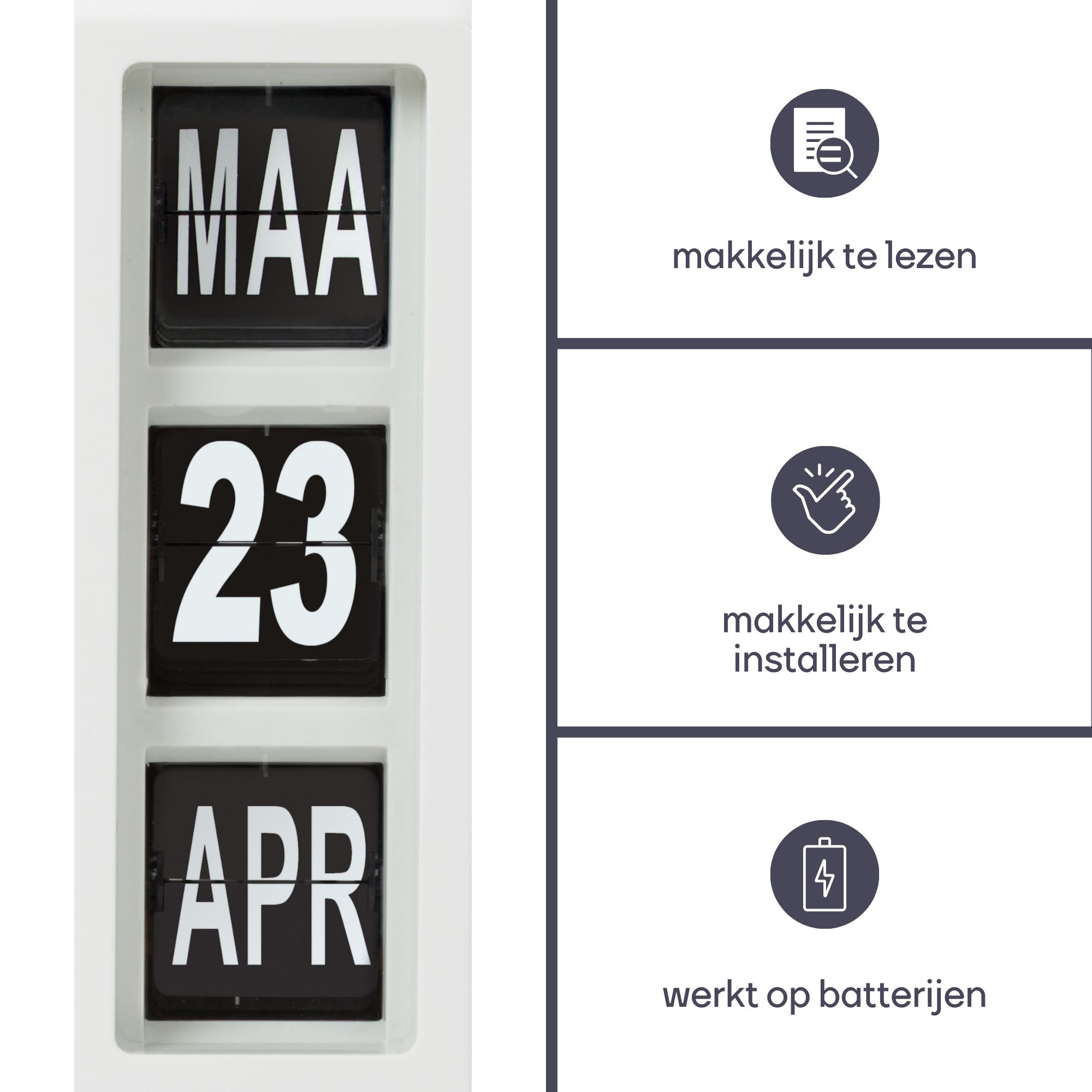 FISHTEC Digitale Wandklok Met Houtmotief - Draadloos, Datum, Temperatuur, 8 Talen & Groot LCD Scherm