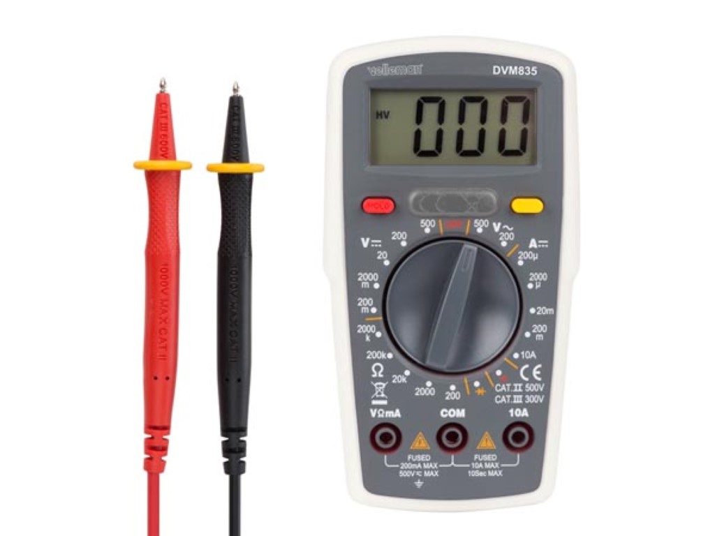 CAT III 300 V CAT II 500 V Velleman DVM835 DIGITAL MULTIMETER 10 A CAT III 300 V CAT II 500 V Velleman DVM835 DIGITAL MULTIMETER 10 A